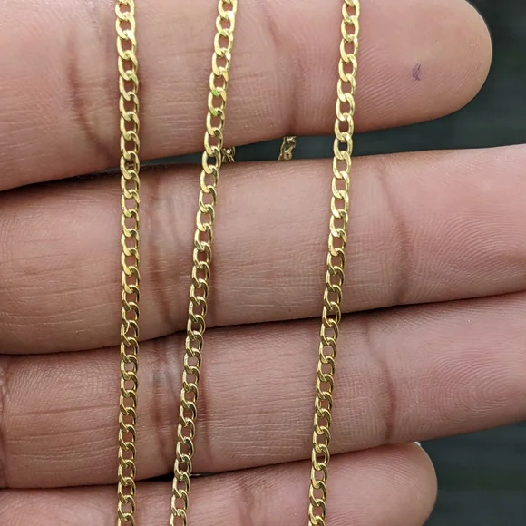 10kt Real Gold Cuban Curb Style Chain 2.3 mm 22 Inches